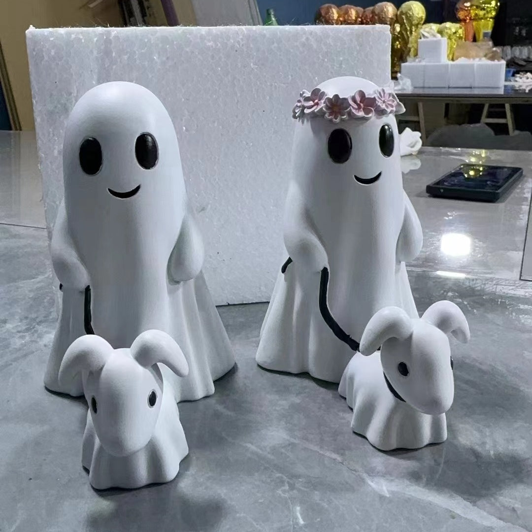 Dog Walking Ghost Sculpture
