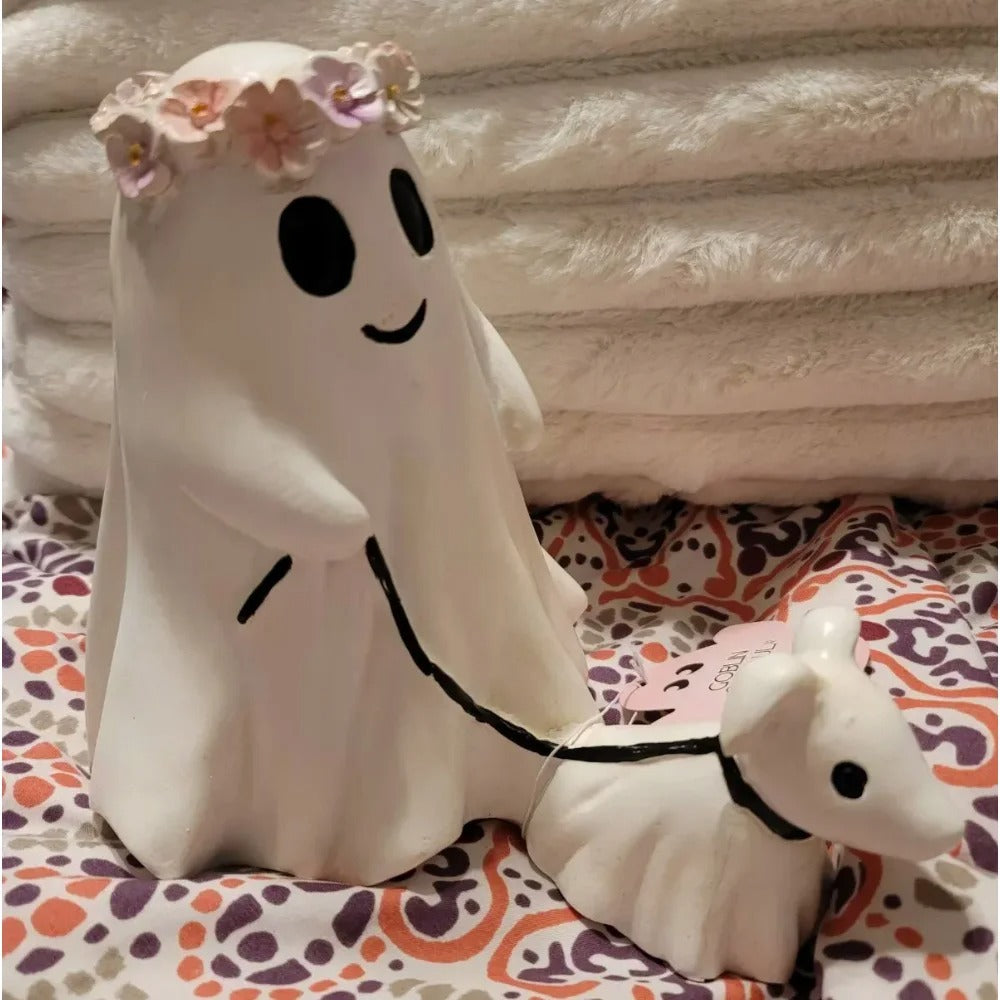 Dog Walking Ghost Sculpture