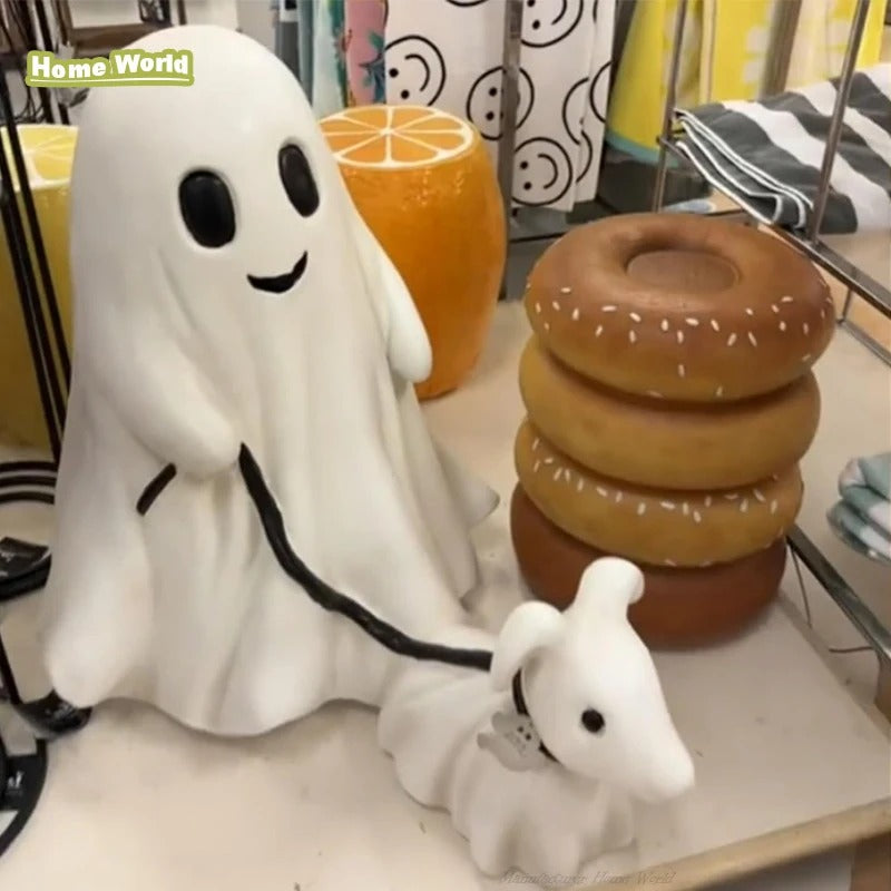 Dog Walking Ghost Sculpture