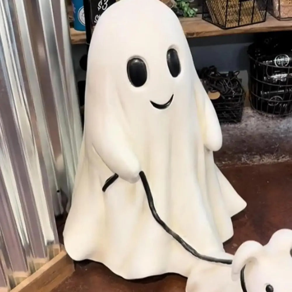 Dog Walking Ghost Sculpture