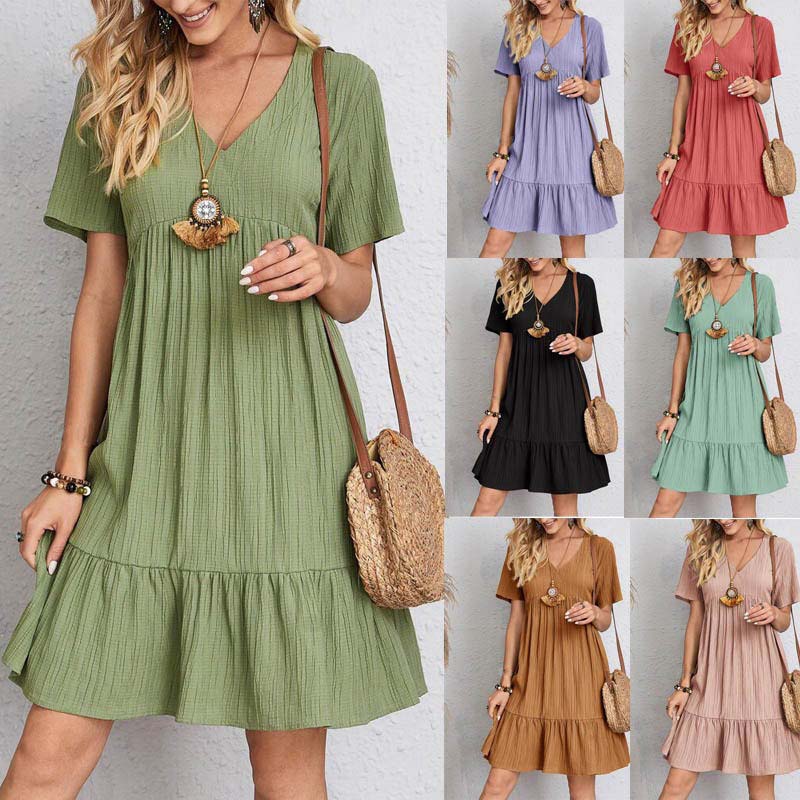 V-Neck Summer Retro Dress