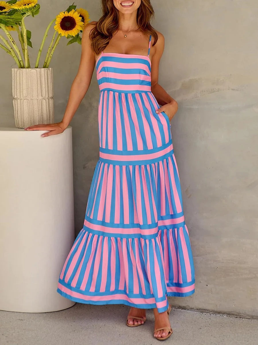 Spaghetti Striped Maxi Dress