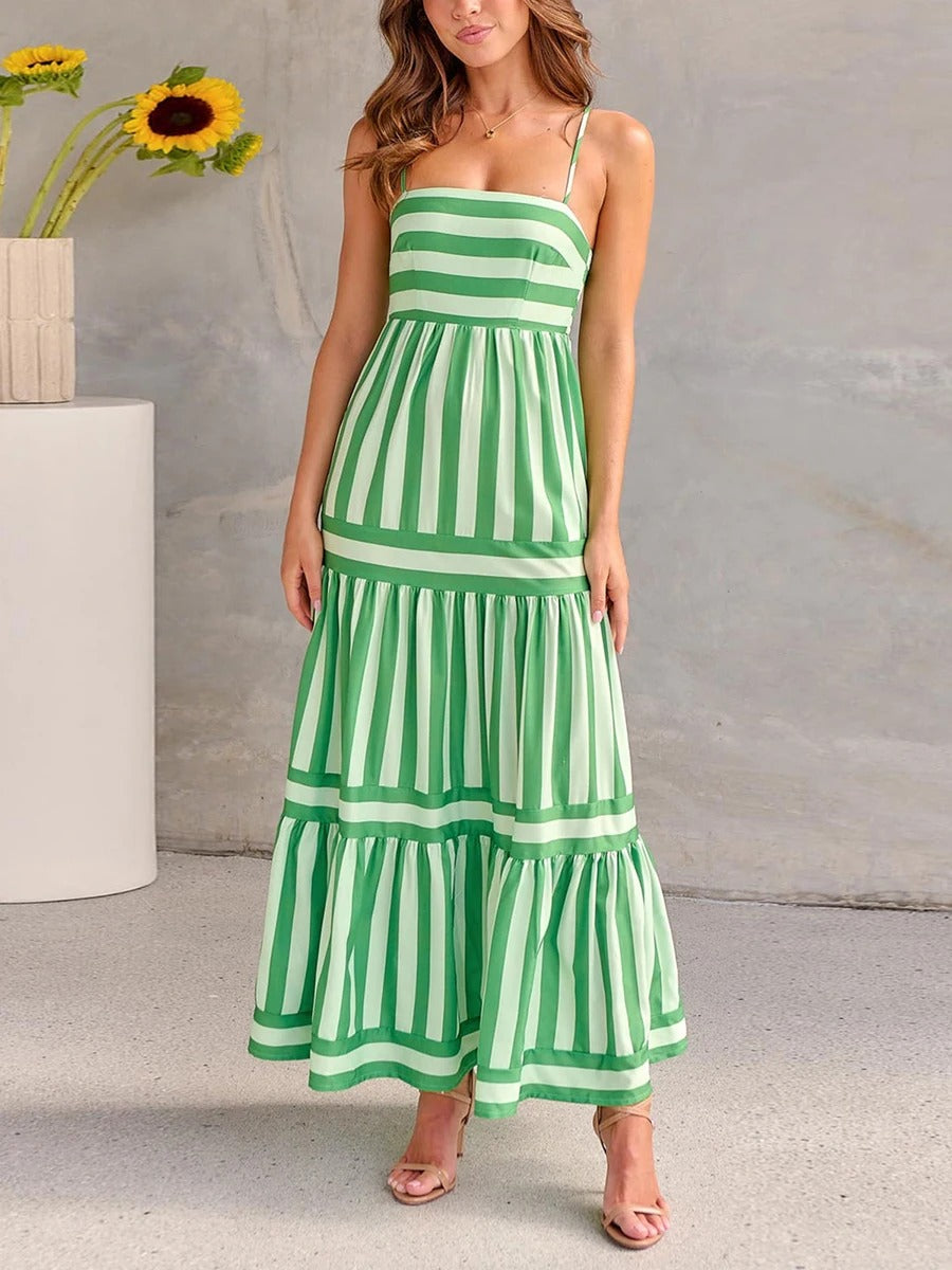 Spaghetti Striped Maxi Dress