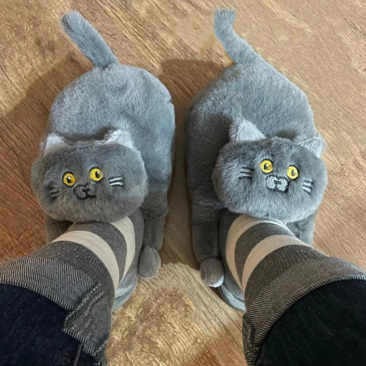 FelineFootsies Plush Cat Slippers