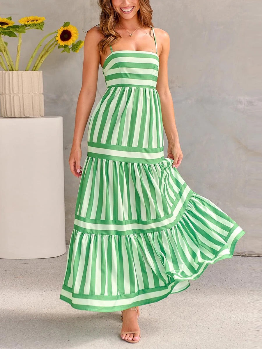 Spaghetti Striped Maxi Dress