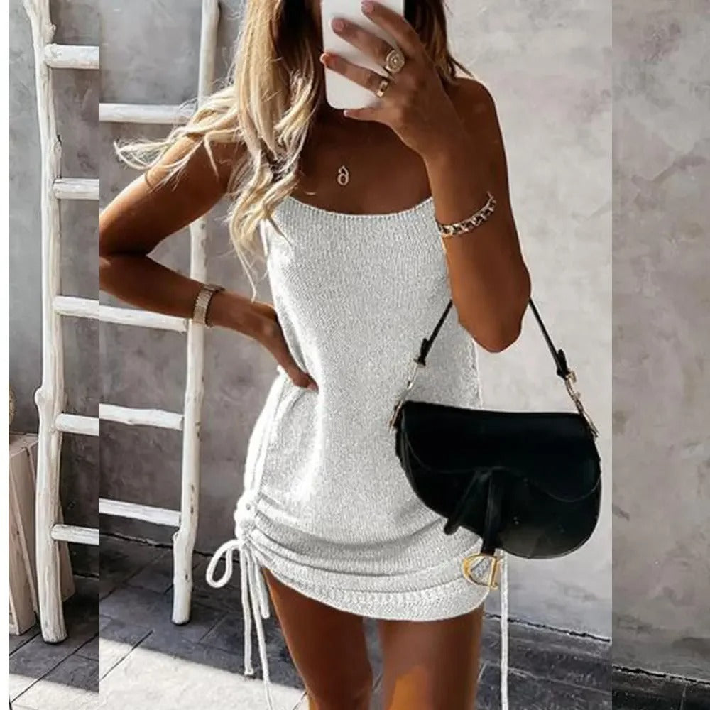 Lace-Up Drawstring Dress