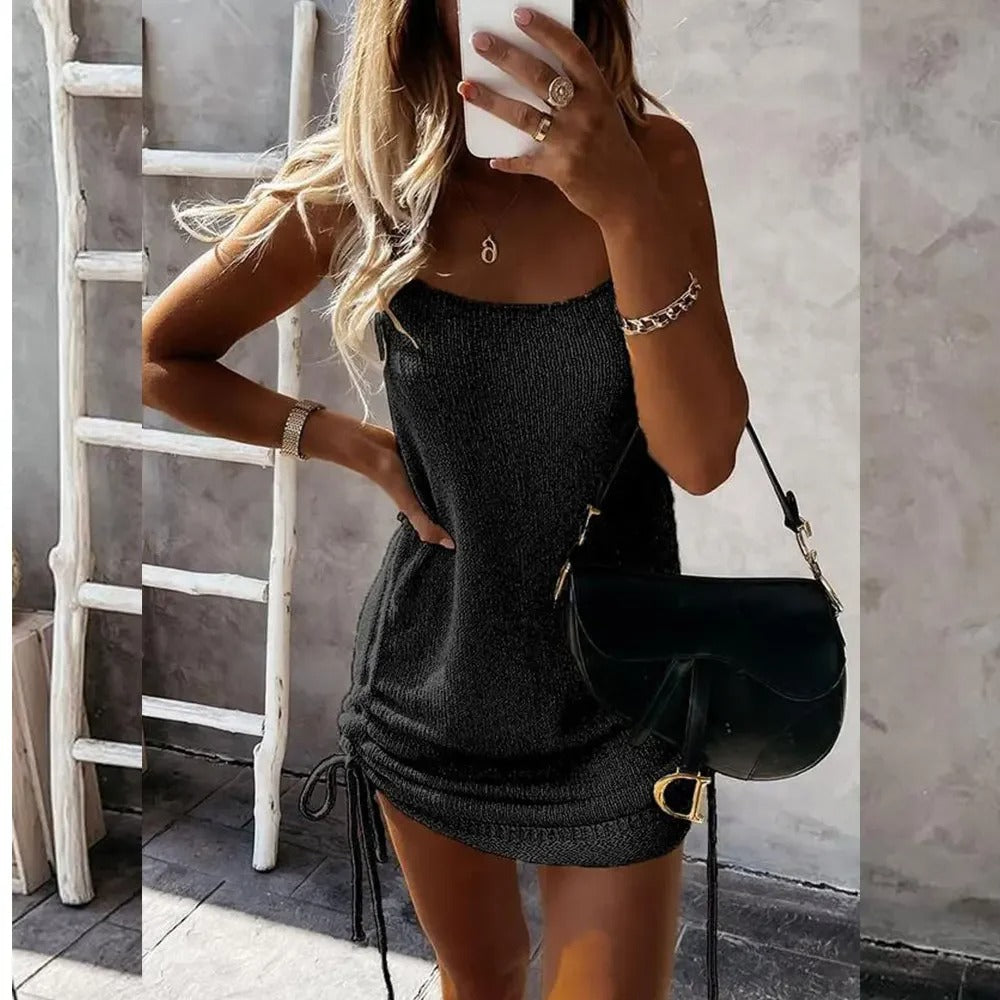 Lace-Up Drawstring Dress