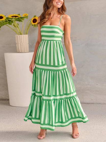 Spaghetti Striped Maxi Dress