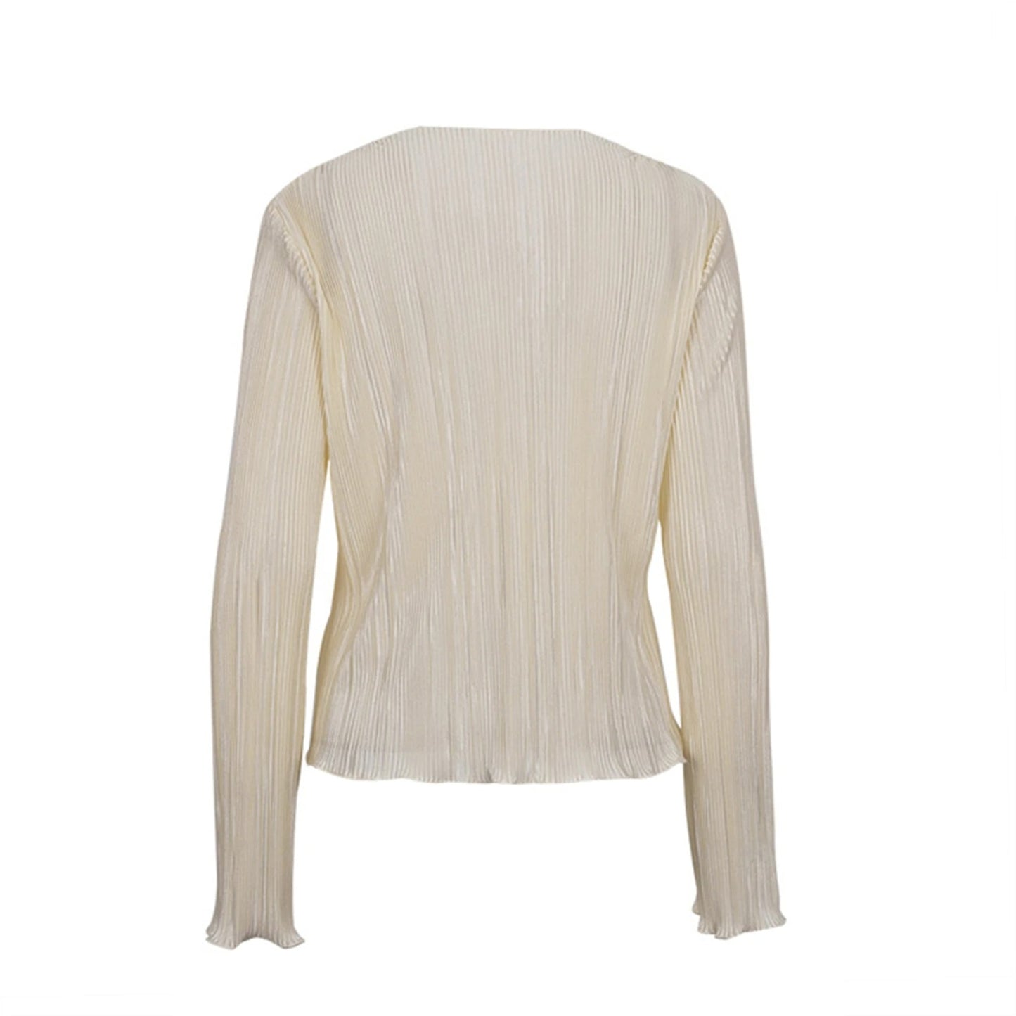 Slim V-Neck Pleated Top